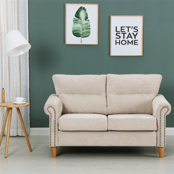 Fabric Sofa Sturdy Metal Bottom Frame Thickly Upholstered Seat Double Sofa