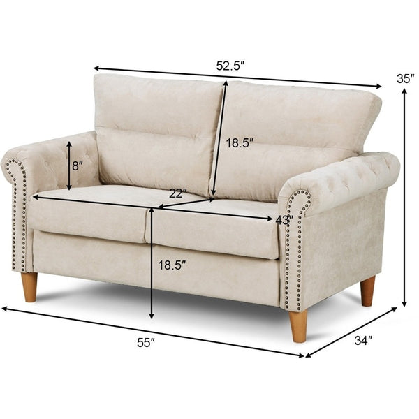 Fabric Sofa Sturdy Metal Bottom Frame Thickly Upholstered Seat Double Sofa