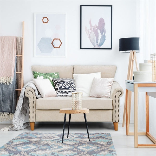 Fabric Sofa Sturdy Metal Bottom Frame Thickly Upholstered Seat Double Sofa