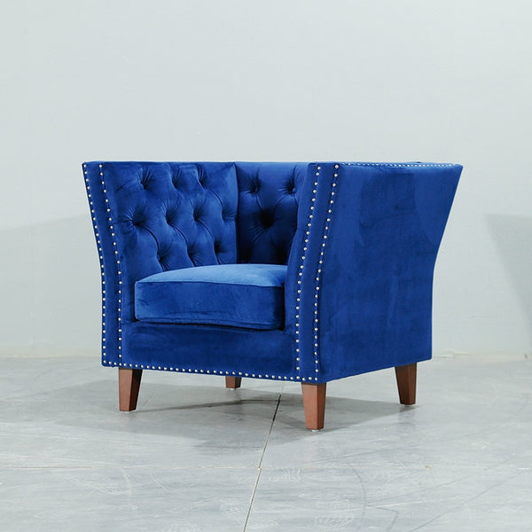 BEST New design armchairs blue velvet Button-tufted sofa chair home villa furniture,home wood furniture