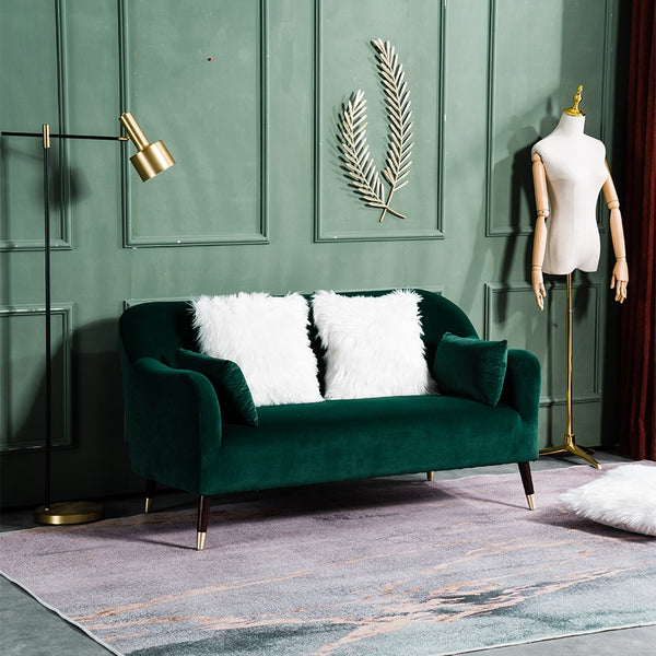 Nordic Style Iron Metal Matte Velvet Oblong double-seat  Sofa Chair