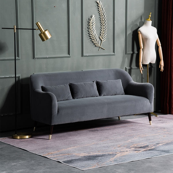 Nordic Style Iron Metal Matte Velvet Oblong double-seat  Sofa Chair