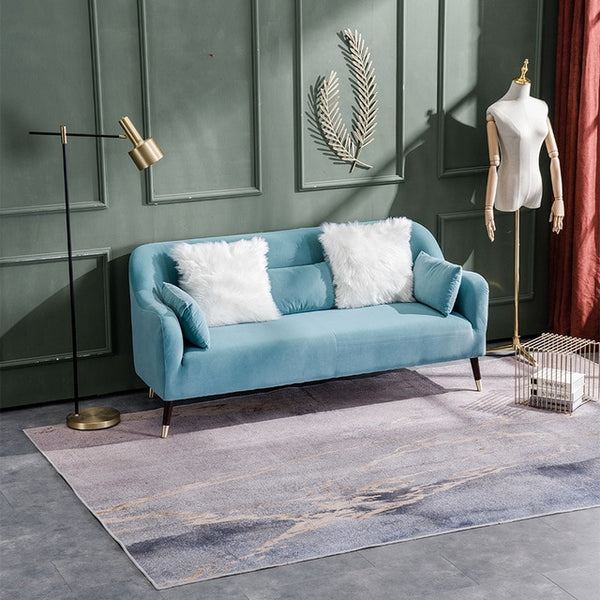 Nordic Style Iron Metal Matte Velvet Oblong double-seat  Sofa Chair