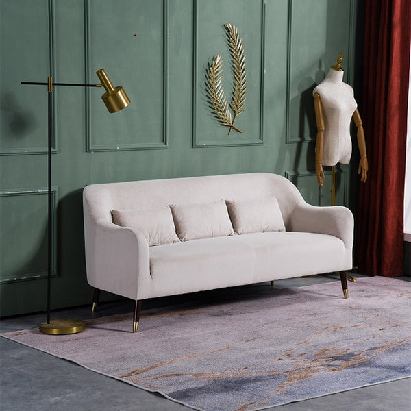 Nordic Style Iron Metal Matte Velvet Oblong double-seat  Sofa Chair