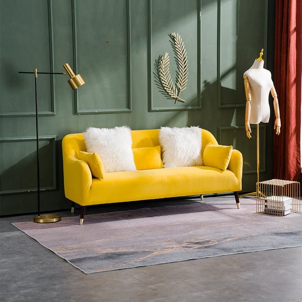 Nordic Style Iron Metal Matte Velvet Oblong double-seat  Sofa Chair